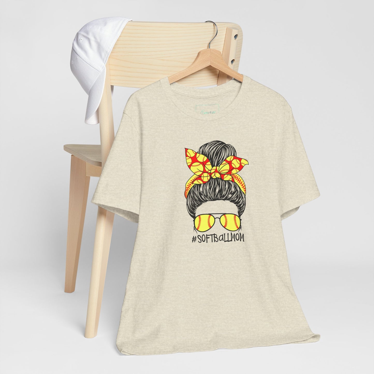 Softball Mom Messy Bun and Glasses T Shirt (Light)