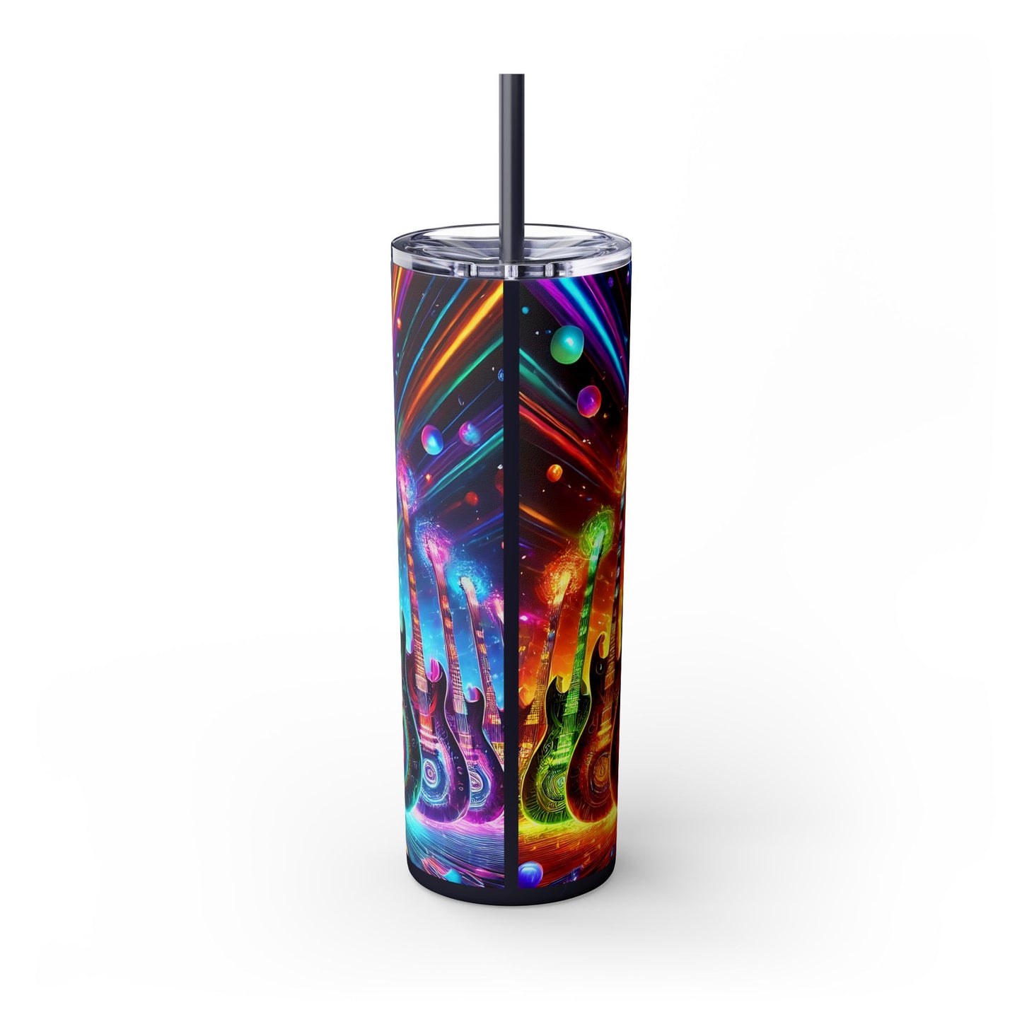 Retro Guitars Skinny Tumbler with Straw, 20oz