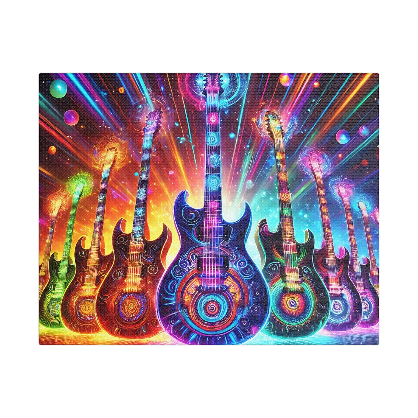 Retro Guitar Satin Canvas, Stretched
