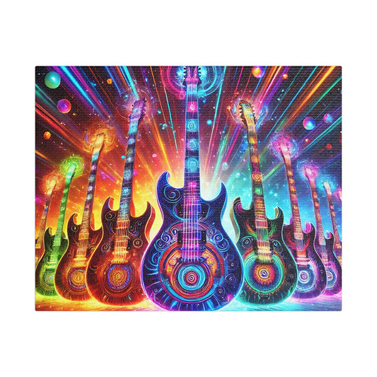 Retro Guitar Satin Canvas, Stretched