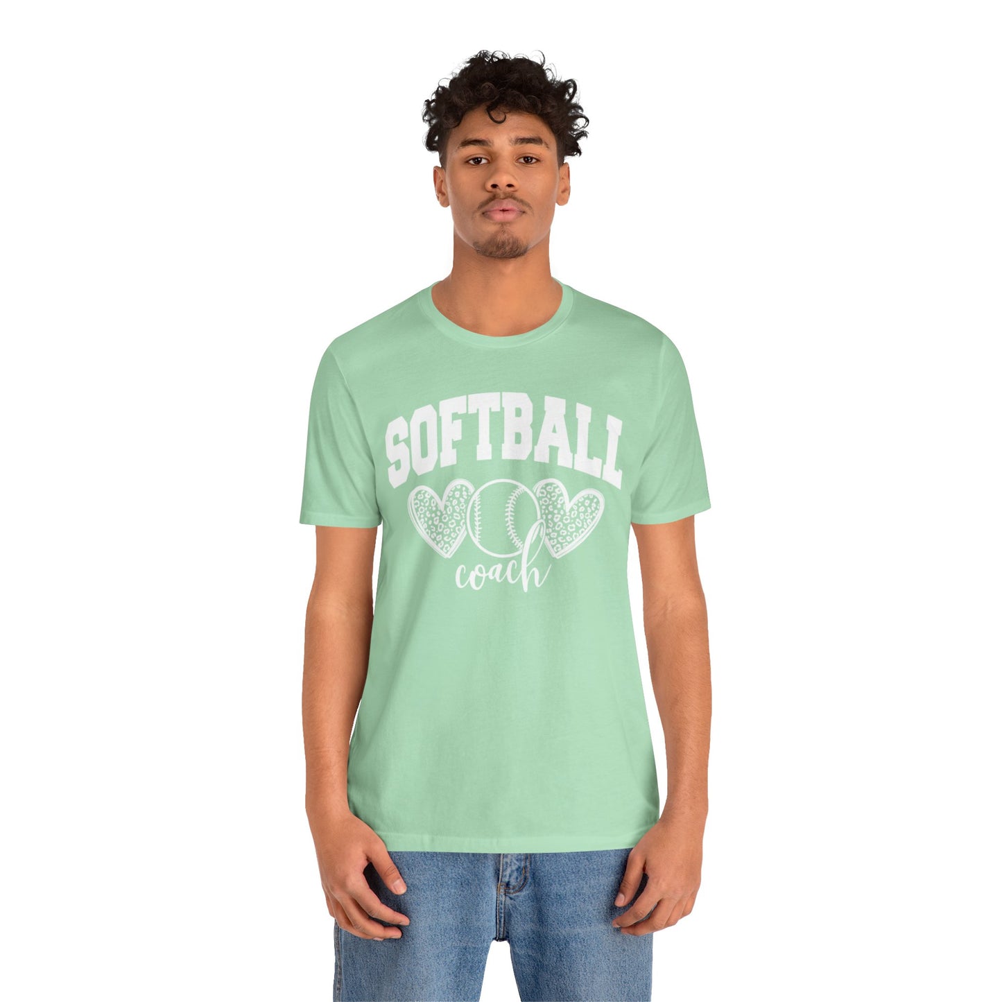 Softball Coach Hearts T Shirt (Light 3)