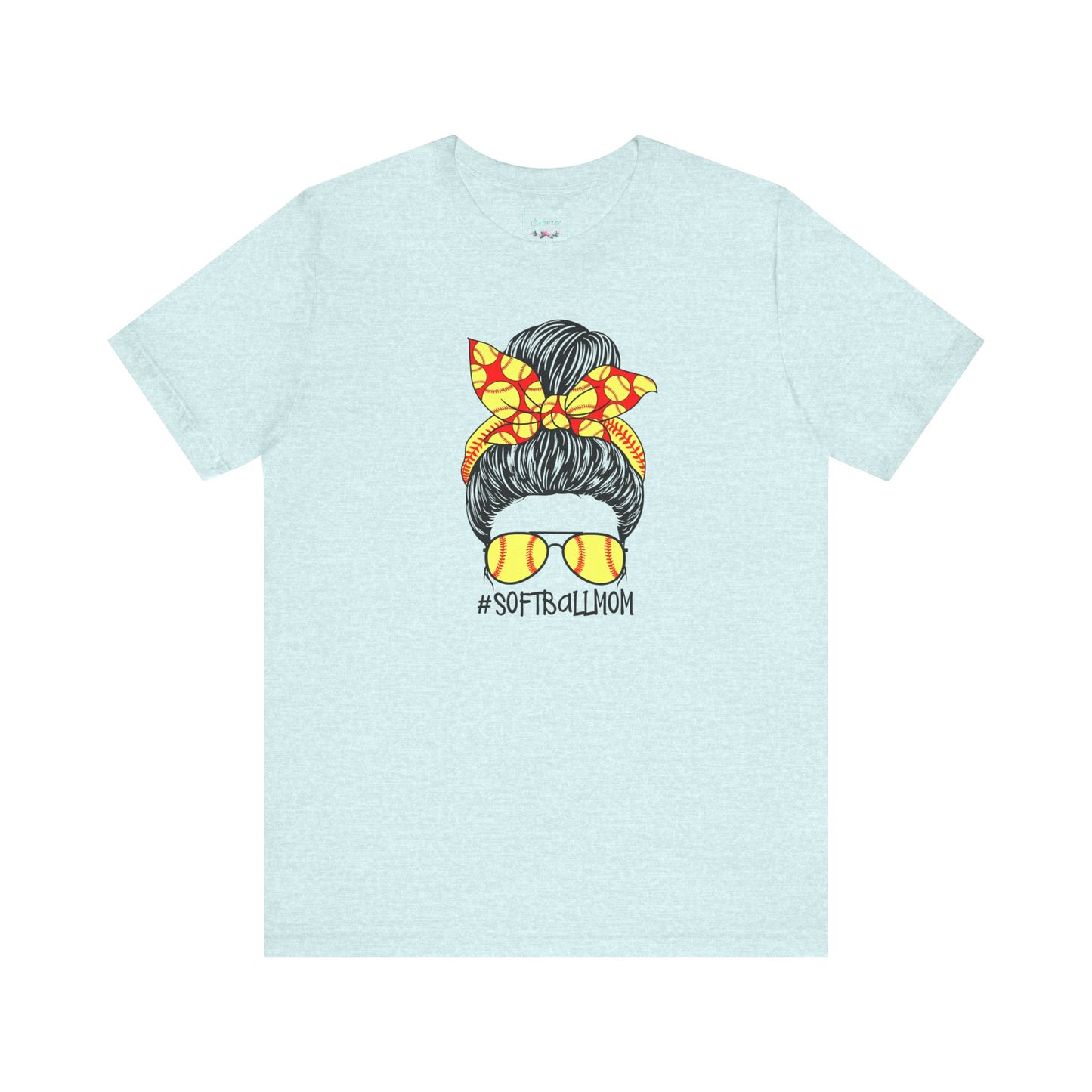 Softball Mom Messy Bun and Glasses T Shirt (Light)