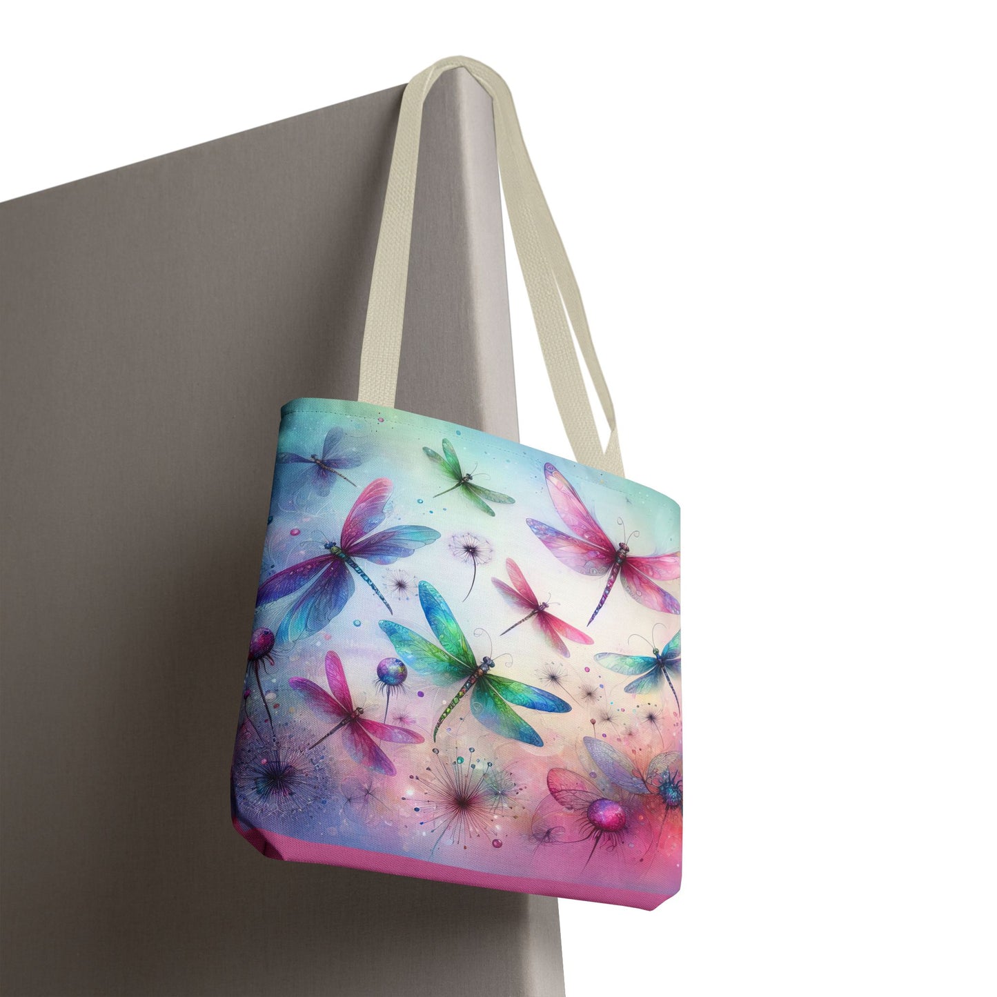 Dragonfly Tote Bag with Pastel Watercolor Design