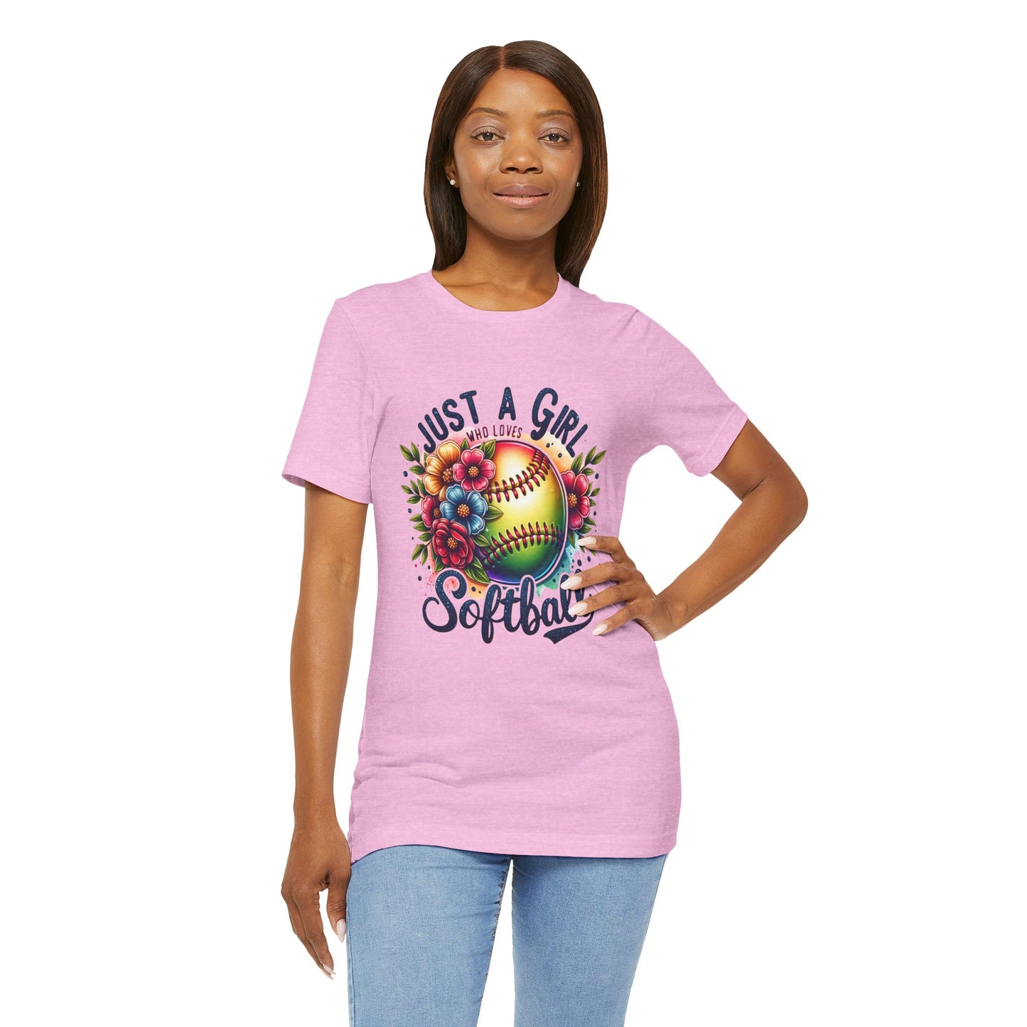 Just a girl who loves softball t-shirt