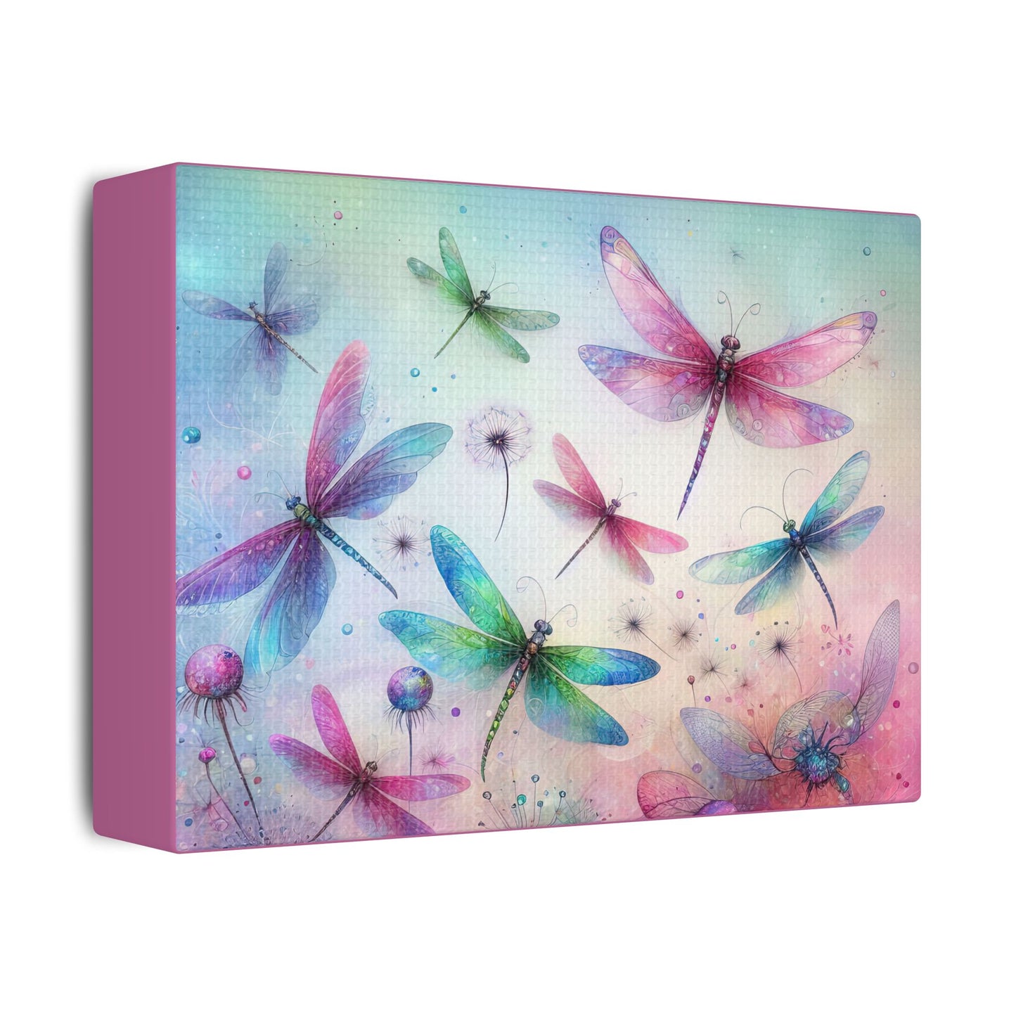 Satin Canvas Watercolor Dragonflies