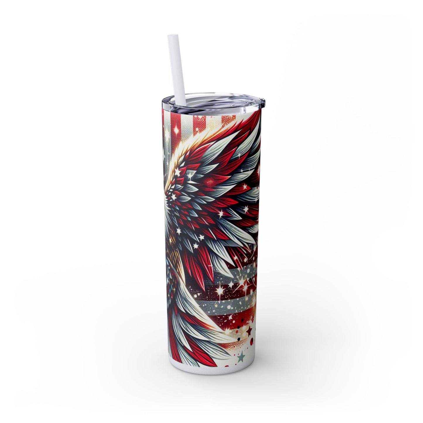 Patriotic Eagle Skinny Tumbler with Straw, 20oz