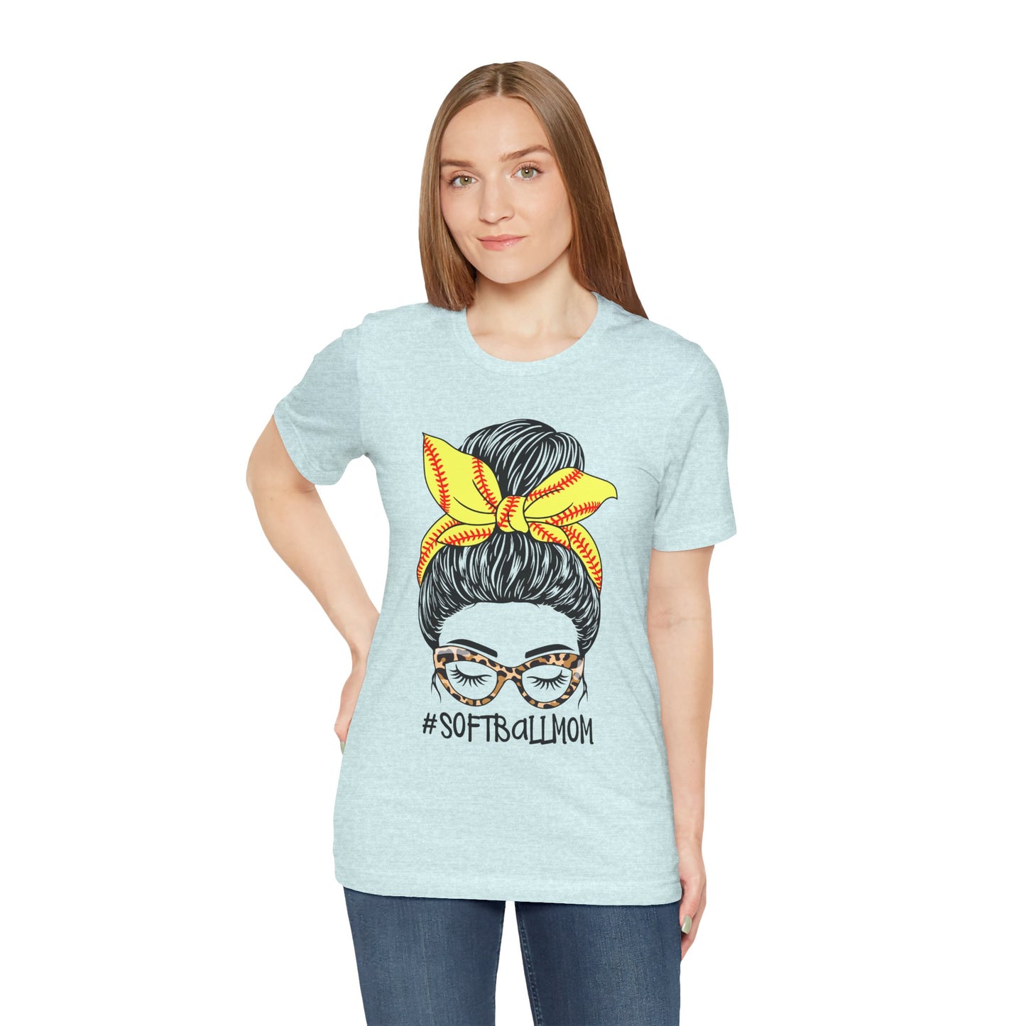 Messy Bun Softball Mom T Shirt (Light)