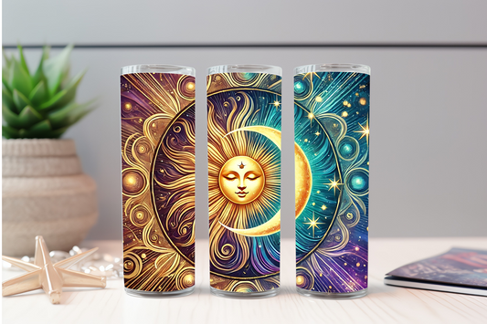 Sun and Moon Skinny Tumbler with Straw, 20oz