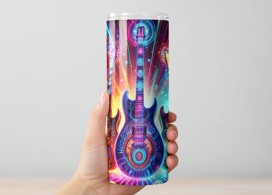 Retro Guitars Skinny Tumbler with Straw, 20oz