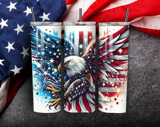 Patriotic Eagle Skinny Tumbler with Straw, 20oz