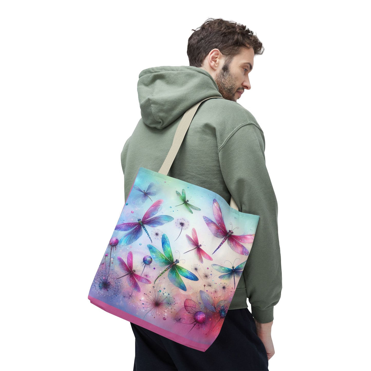 Dragonfly Tote Bag with Pastel Watercolor Design