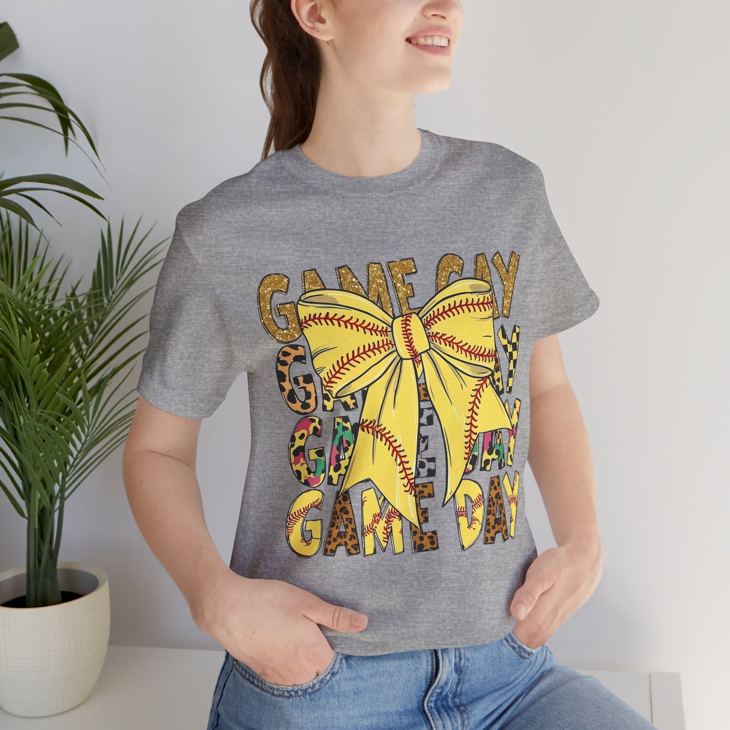 Softball Game Day Coquette Bow T Shirt