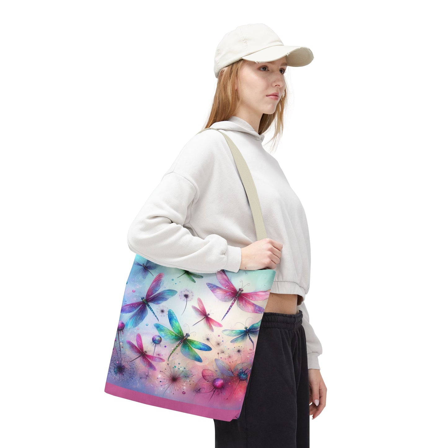 Dragonfly Tote Bag with Pastel Watercolor Design