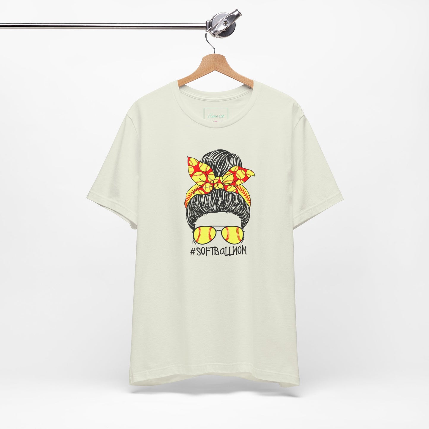 Softball Mom Messy Bun and Glasses T Shirt (Light)