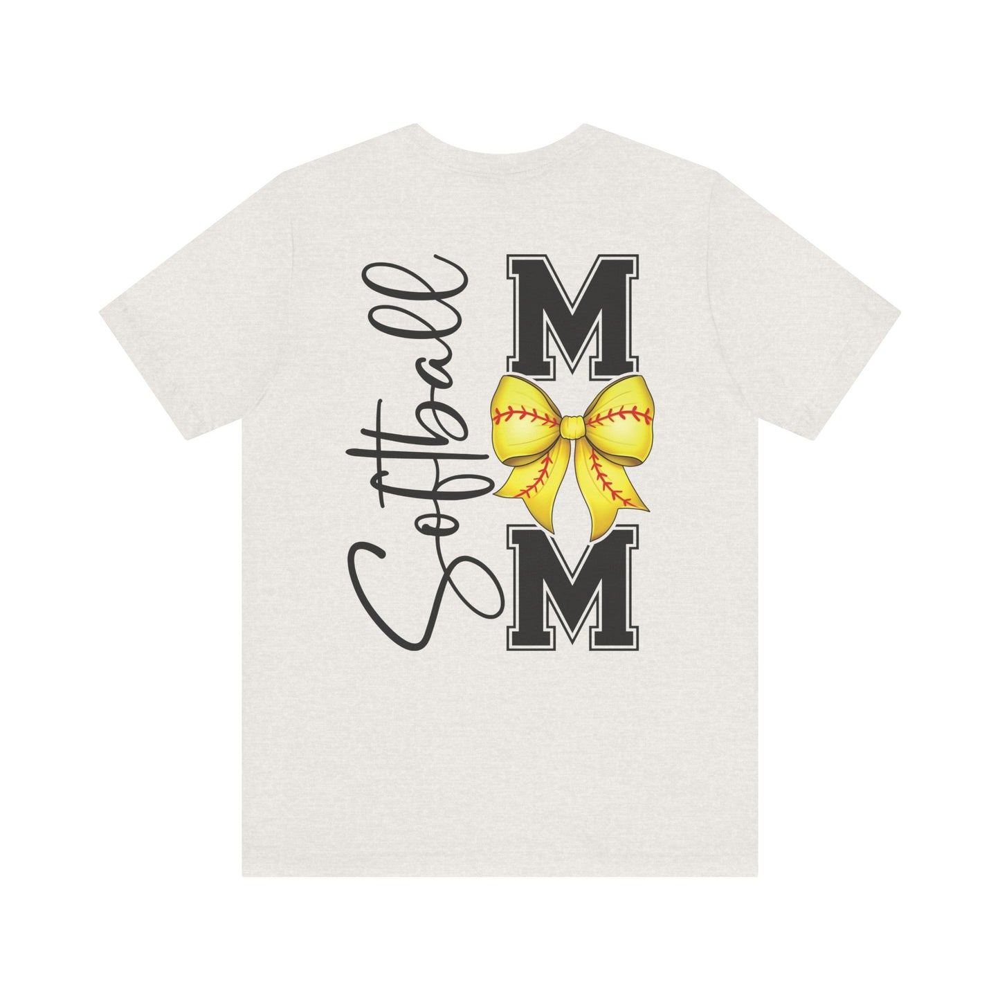 Coquette Bow Front Softball Mom  Rear T Shirt (Light)
