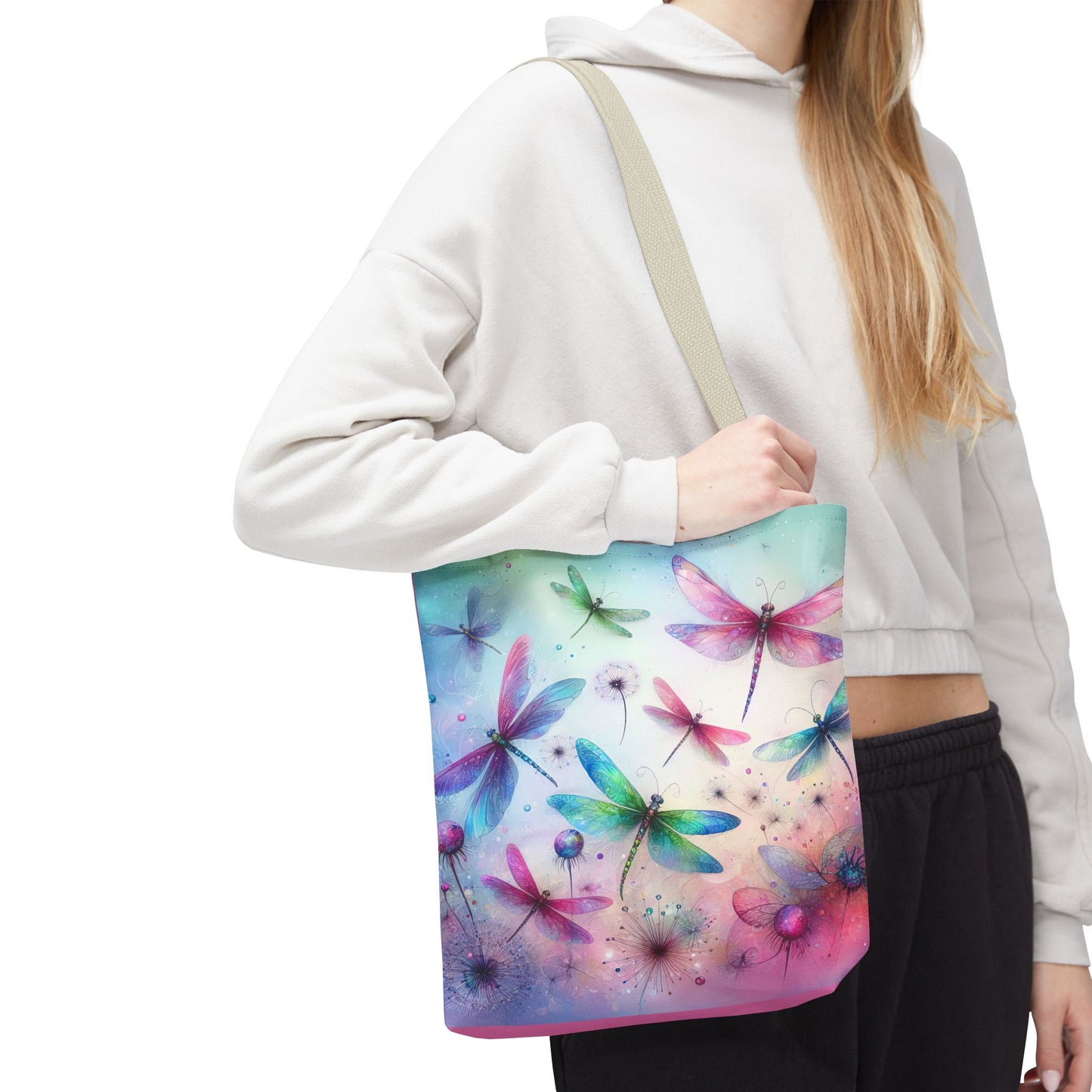 Dragonfly Tote Bag with Pastel Watercolor Design