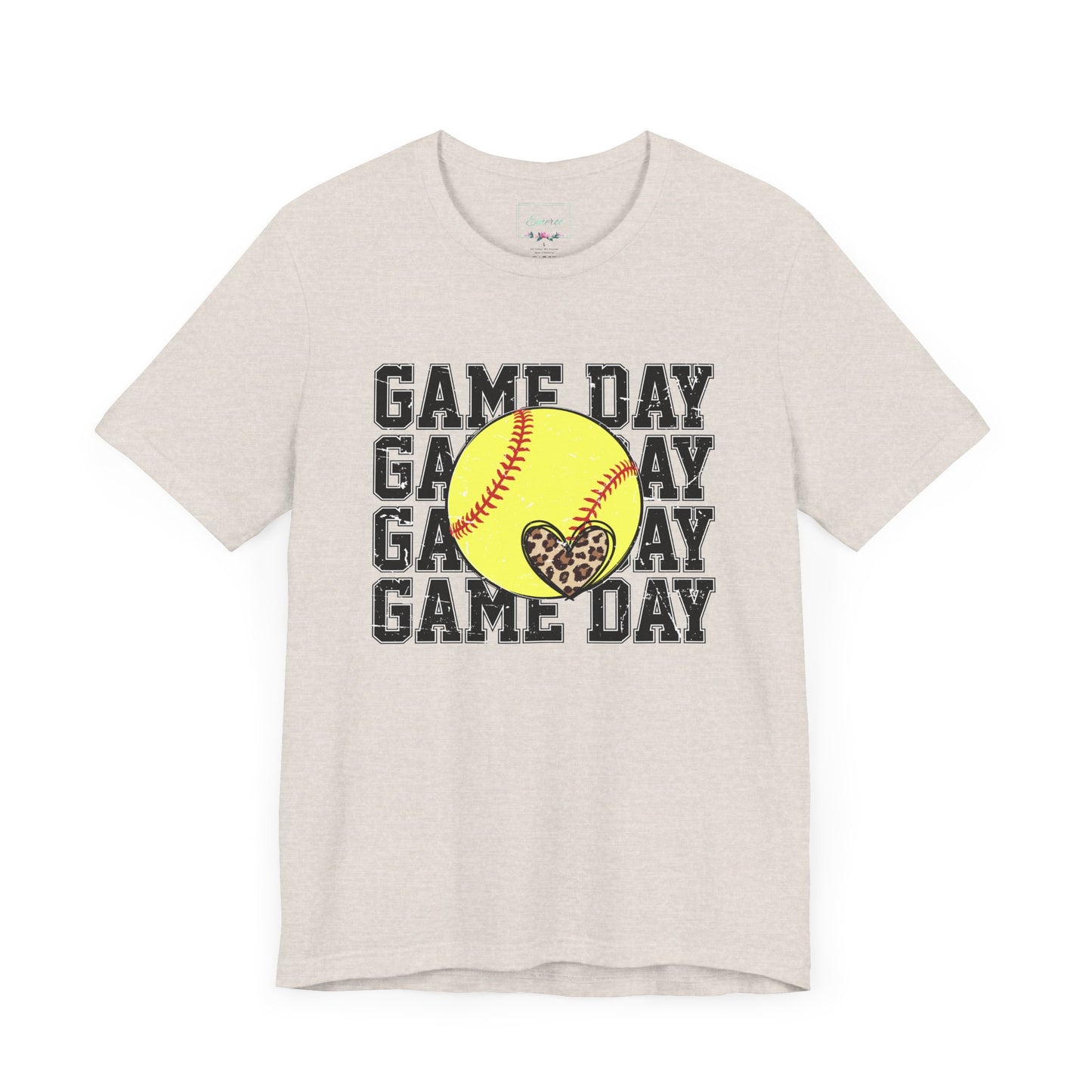 Softball Game Day Heart T Shirt (Light)