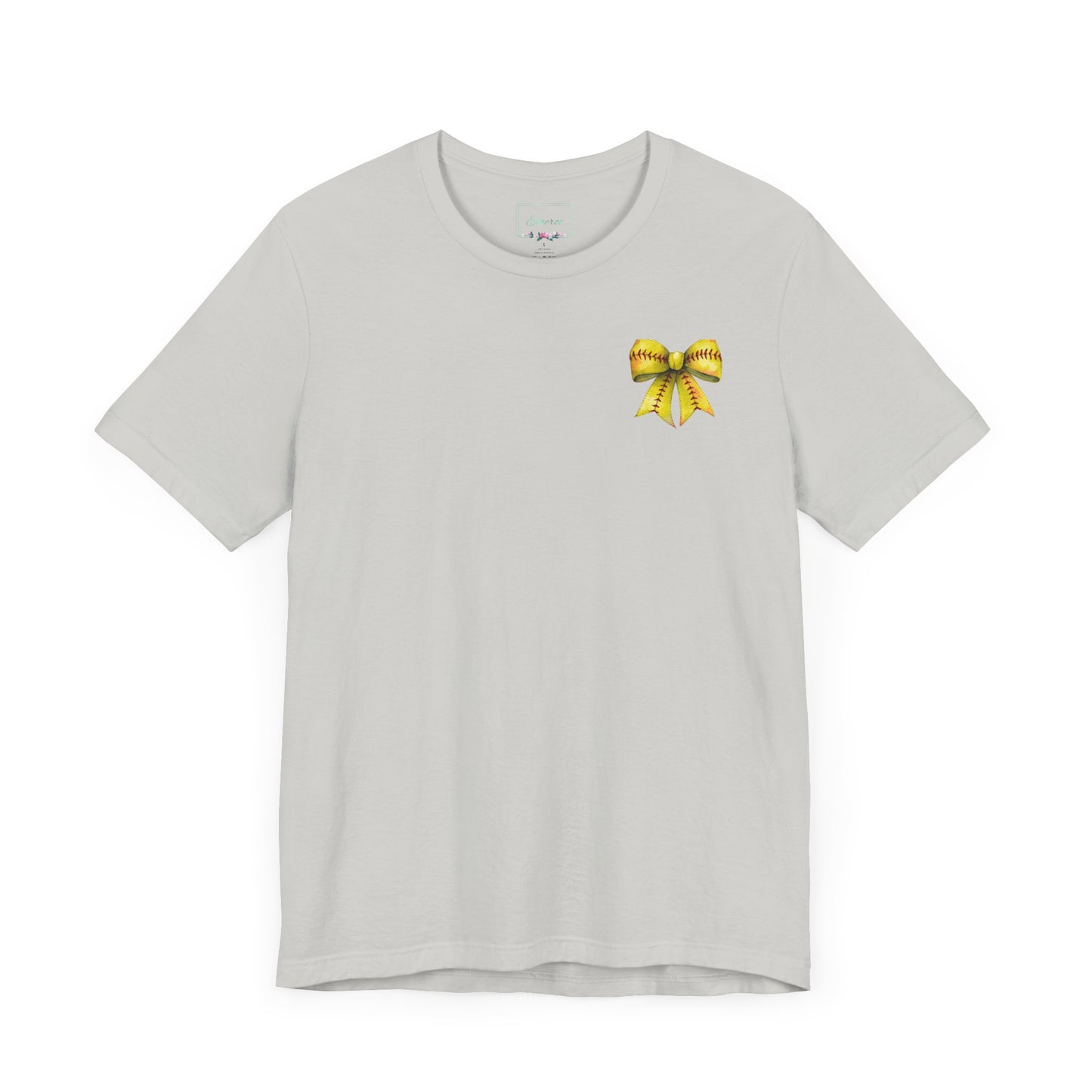 Coquette Bow Front Softball Mom  Rear T Shirt (Light)