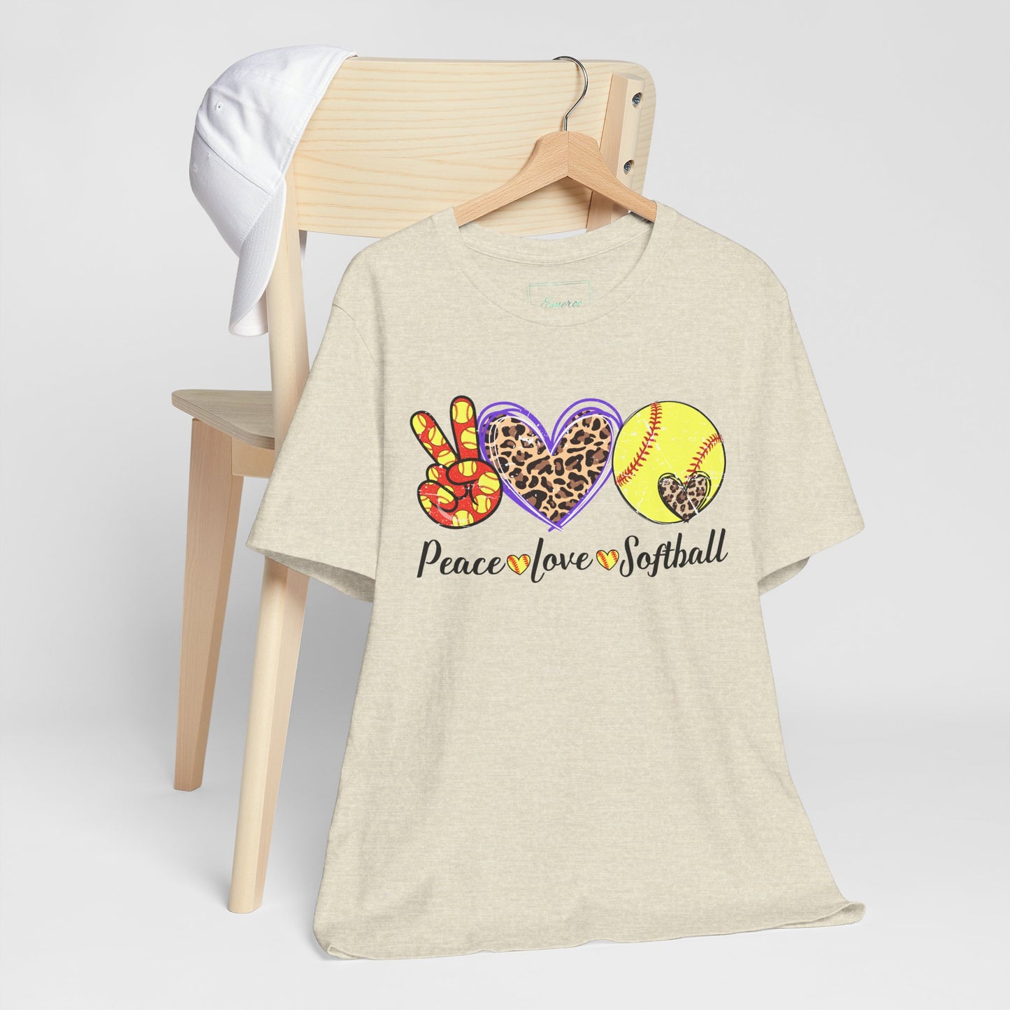 Peace Love Softball T Shirt (Light)