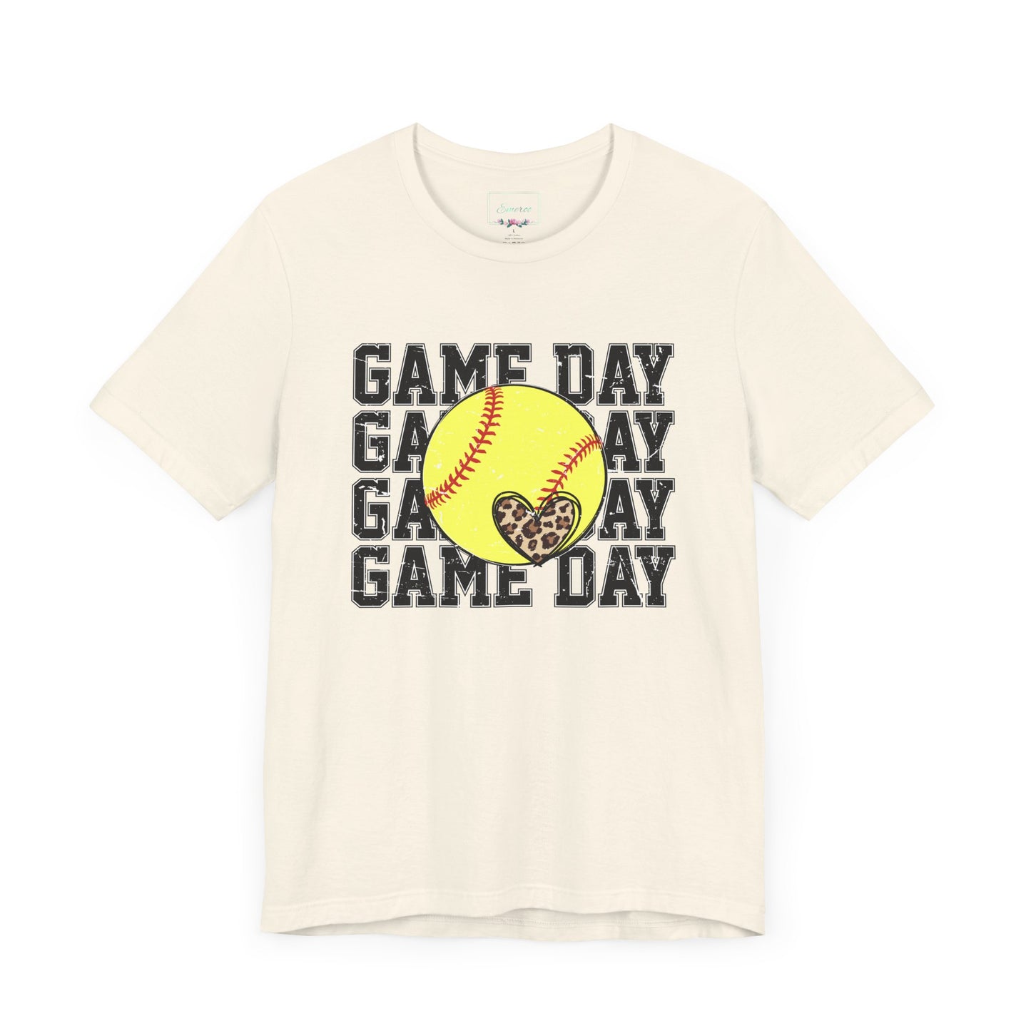 Softball Game Day Heart T Shirt (Light)