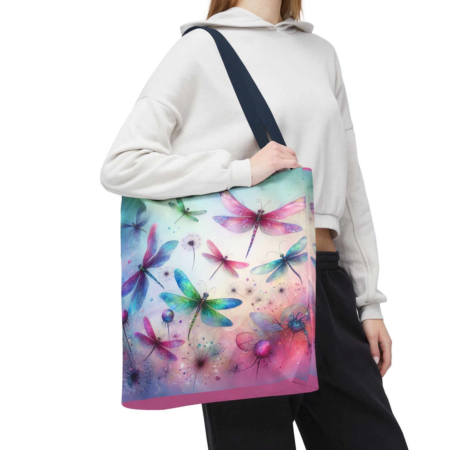 Dragonfly Tote Bag with Pastel Watercolor Design
