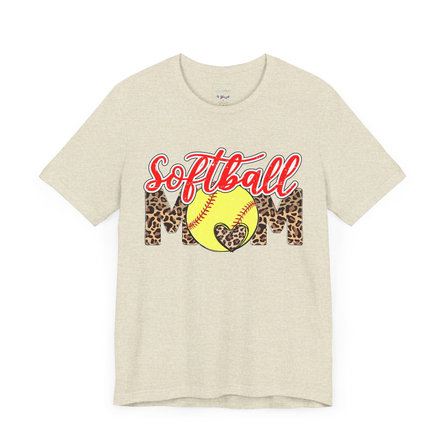 Red and Leopard Softball Mom T Shirt (Light)