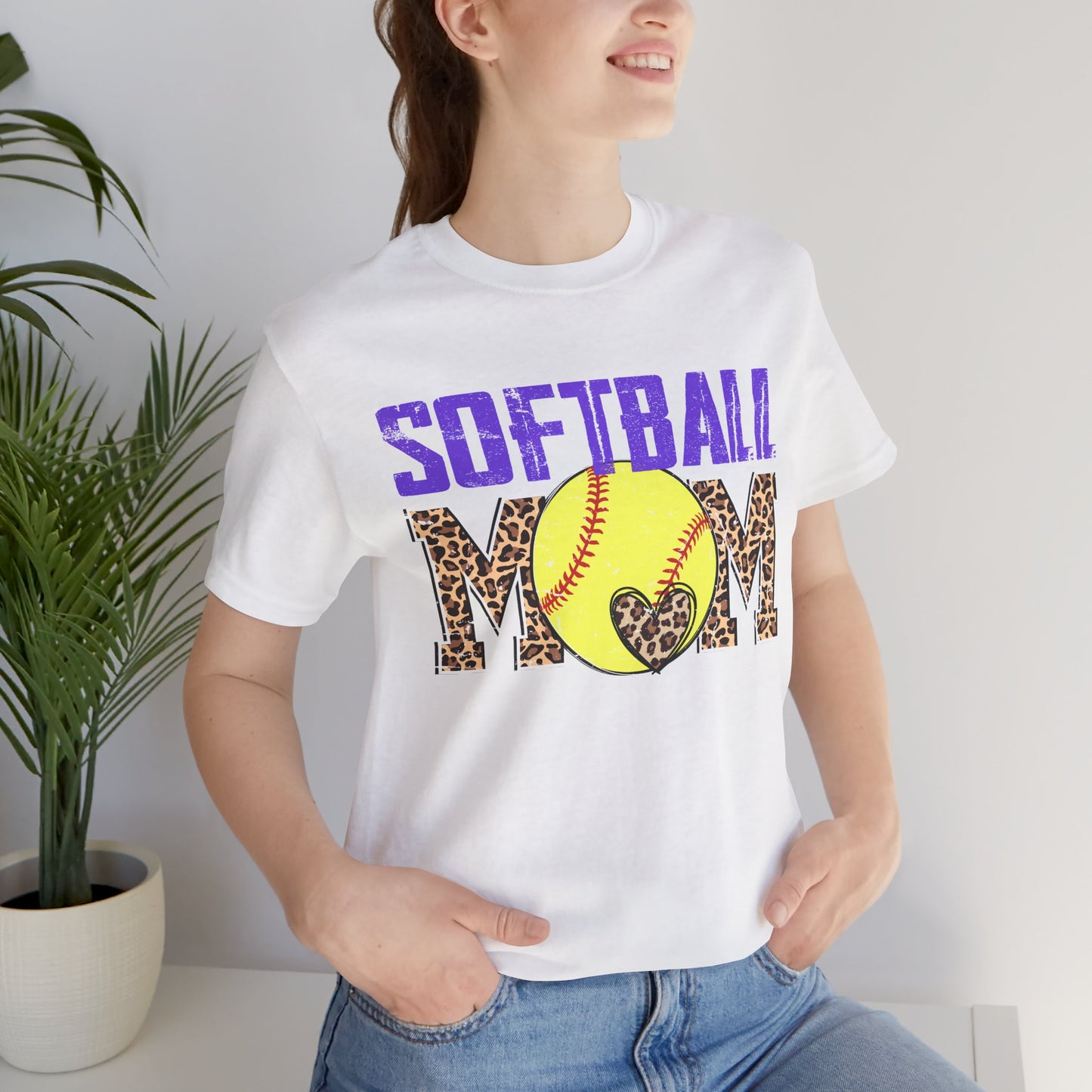 Leopard Softball Mom T Shirt (Light)