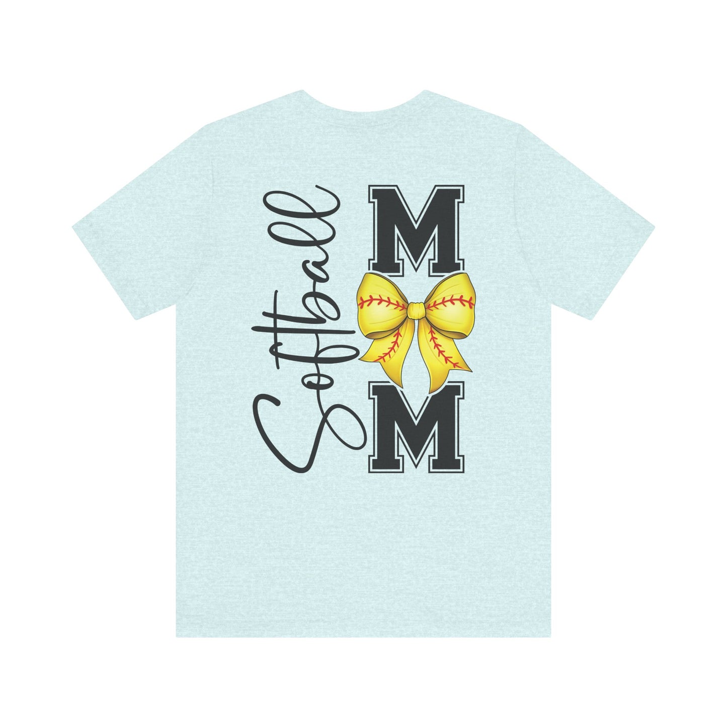 Coquette Bow Front Softball Mom  Rear T Shirt (Light)