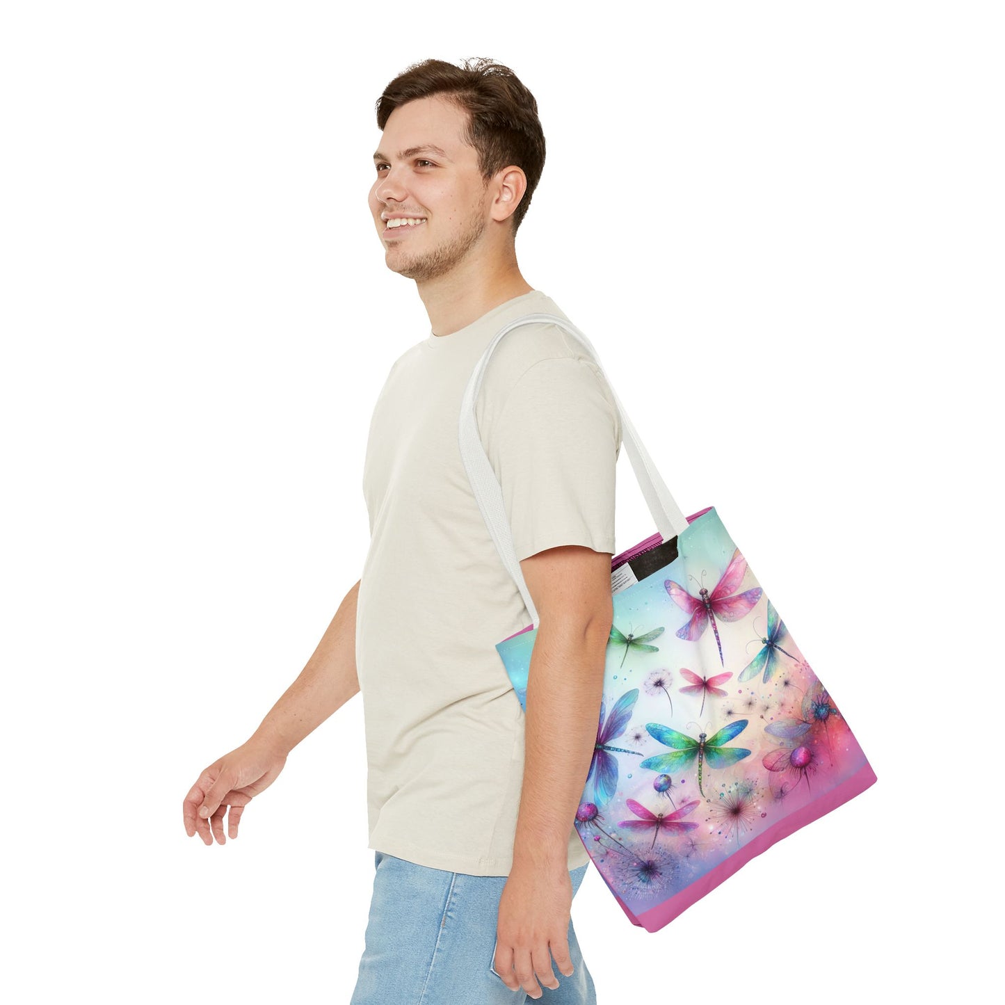 Dragonfly Tote Bag with Pastel Watercolor Design