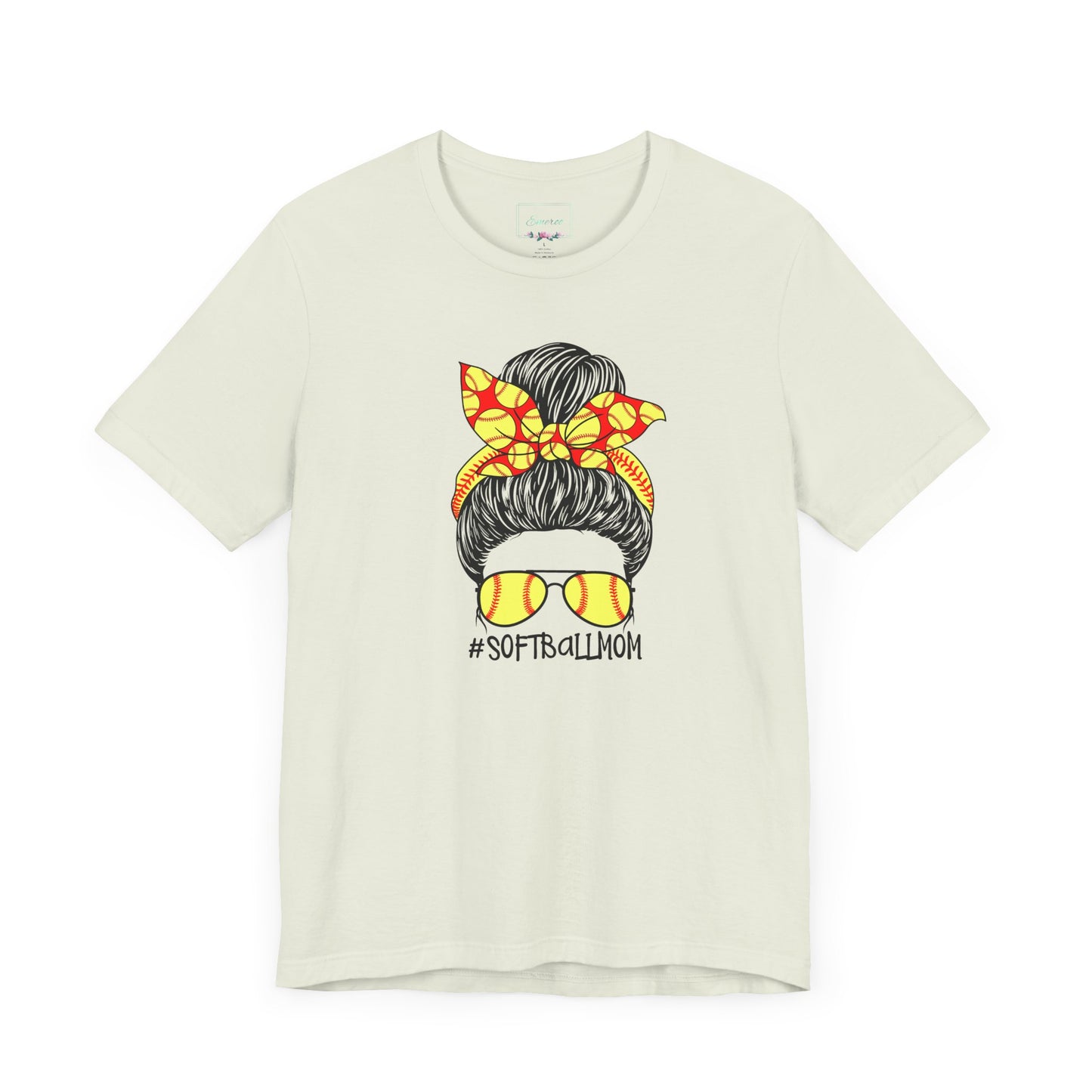 Softball Mom Messy Bun and Glasses T Shirt (Light)