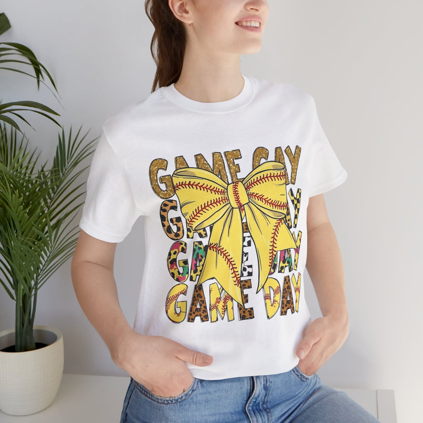 Softball Game Day Coquette Bow T Shirt