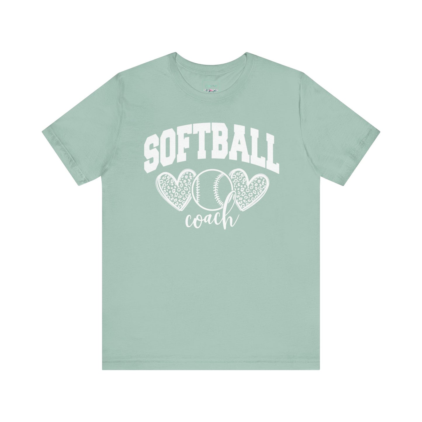 Softball Coach Hearts T Shirt (Light 3)