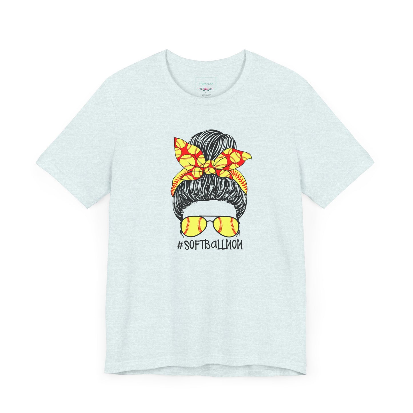 Softball Mom Messy Bun and Glasses T Shirt (Light)