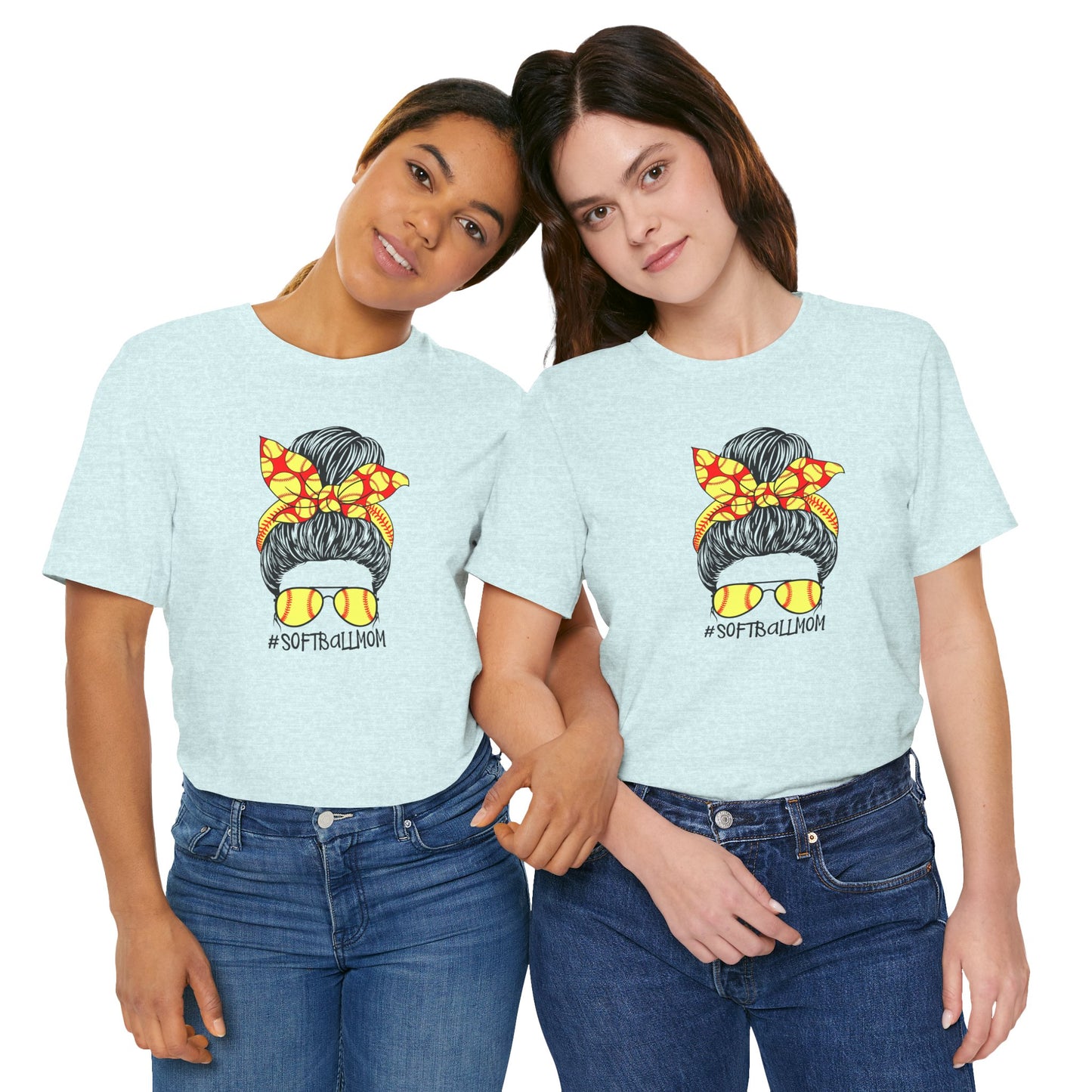 Softball Mom Messy Bun and Glasses T Shirt (Light)