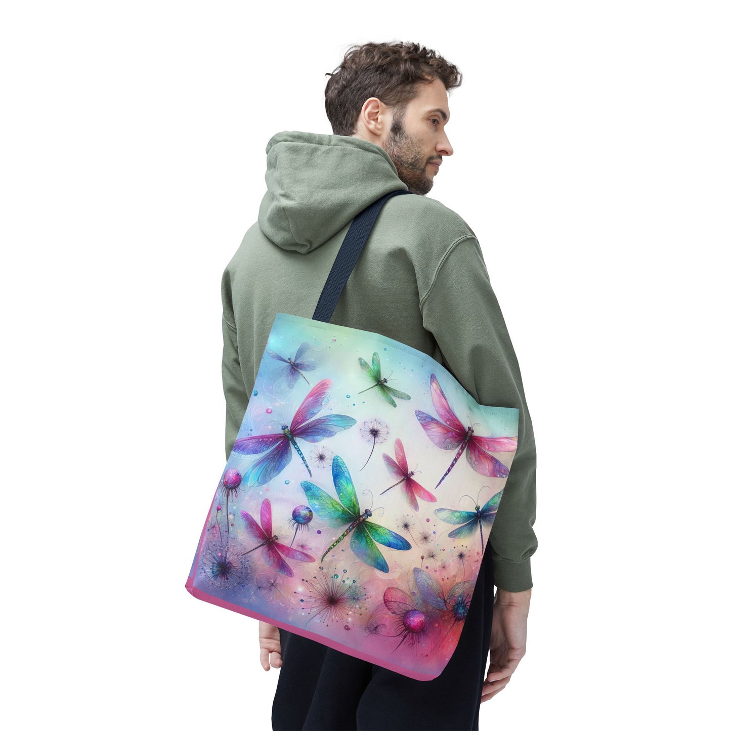 Dragonfly Tote Bag with Pastel Watercolor Design
