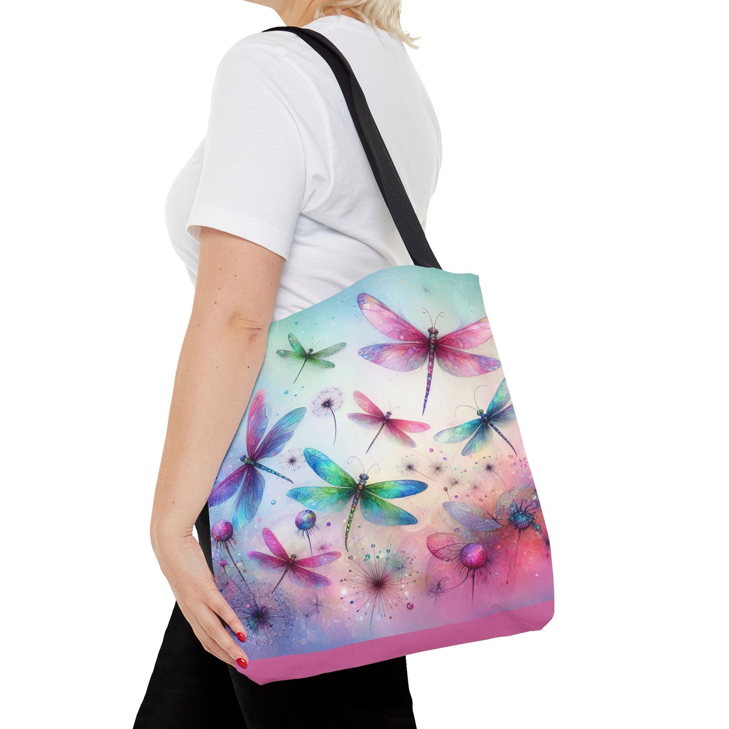 Dragonfly Tote Bag with Pastel Watercolor Design