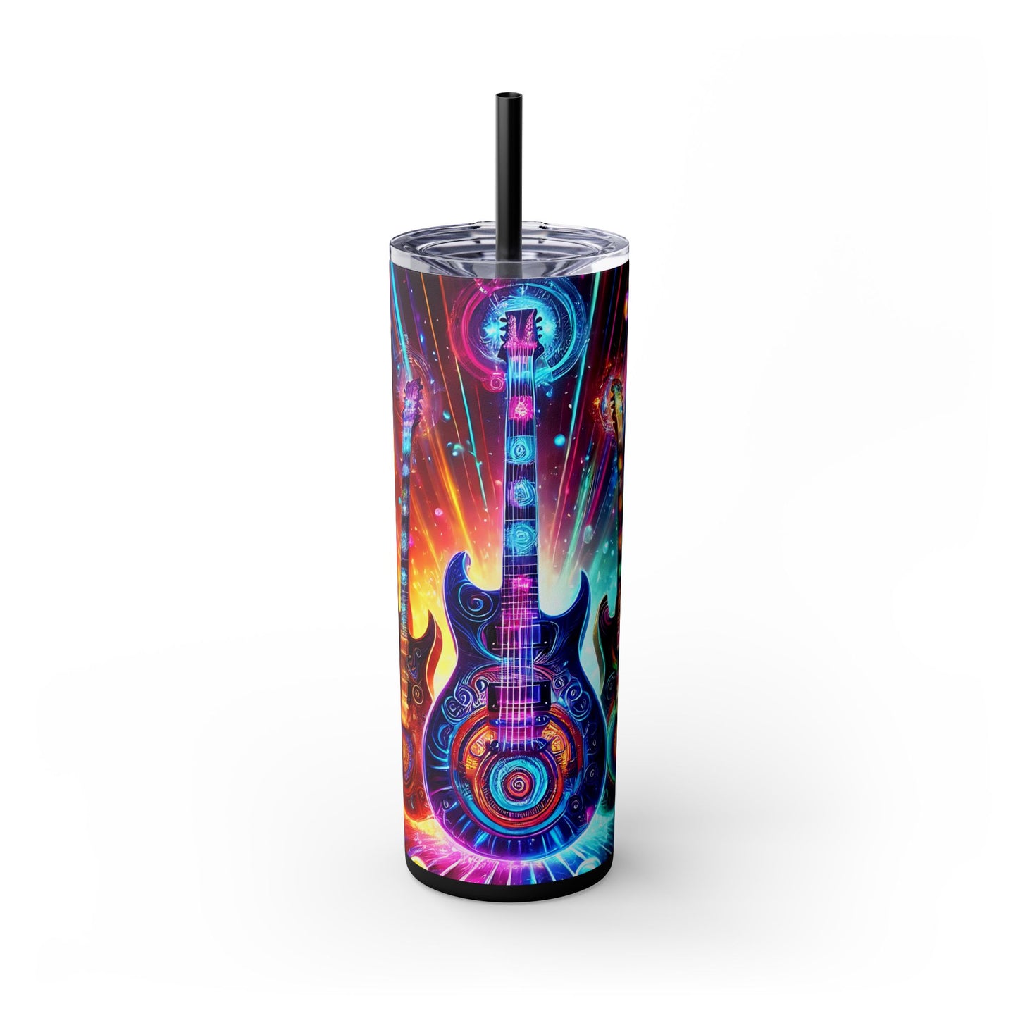 Retro Guitars Skinny Tumbler with Straw, 20oz