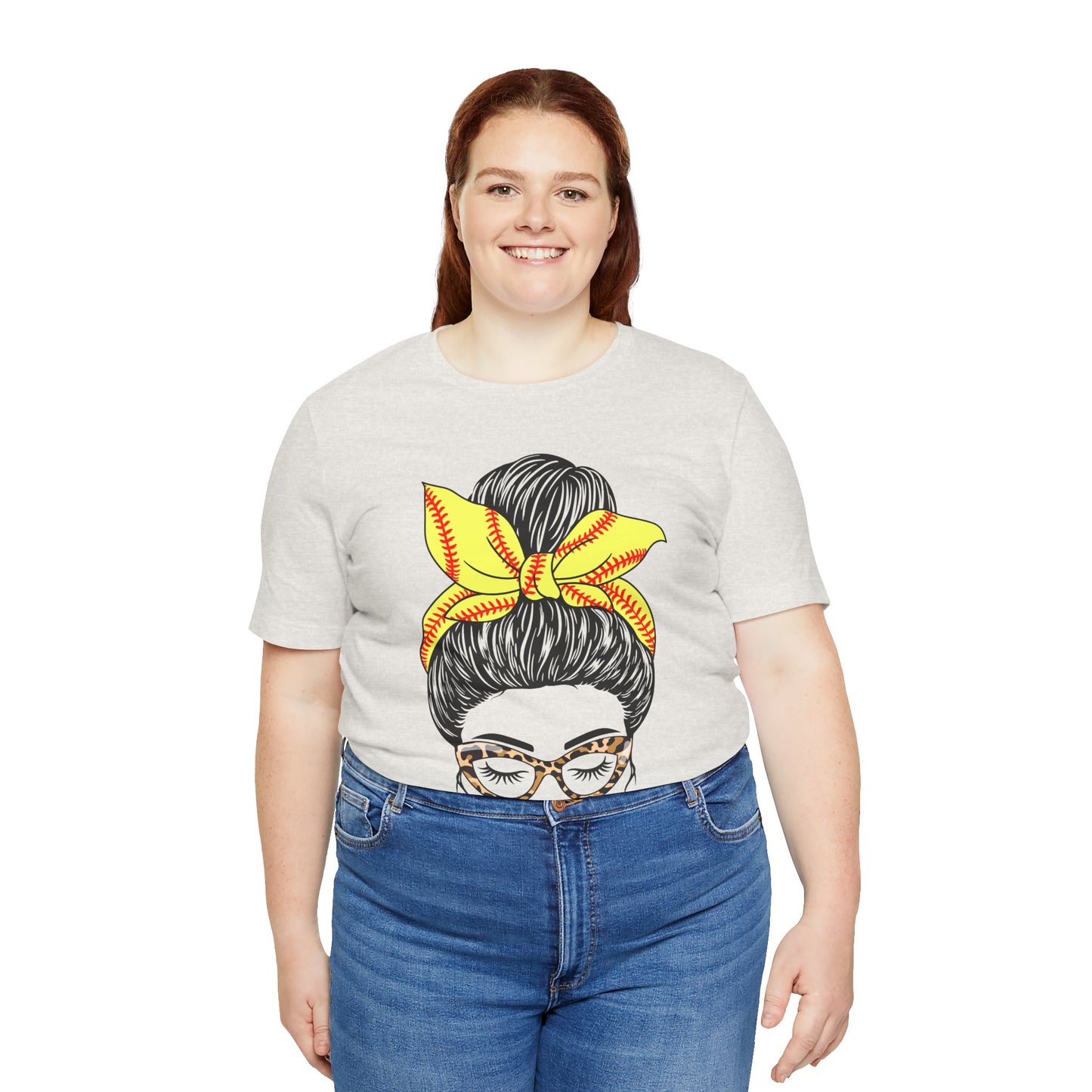 Messy Bun Softball Mom T Shirt (Light)