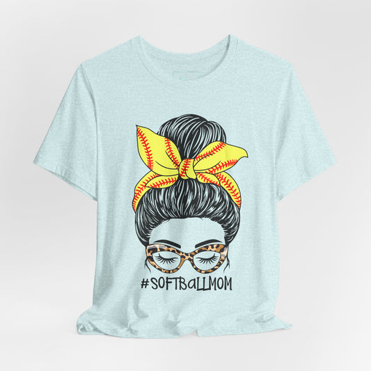 Messy Bun Softball Mom T Shirt (Light)