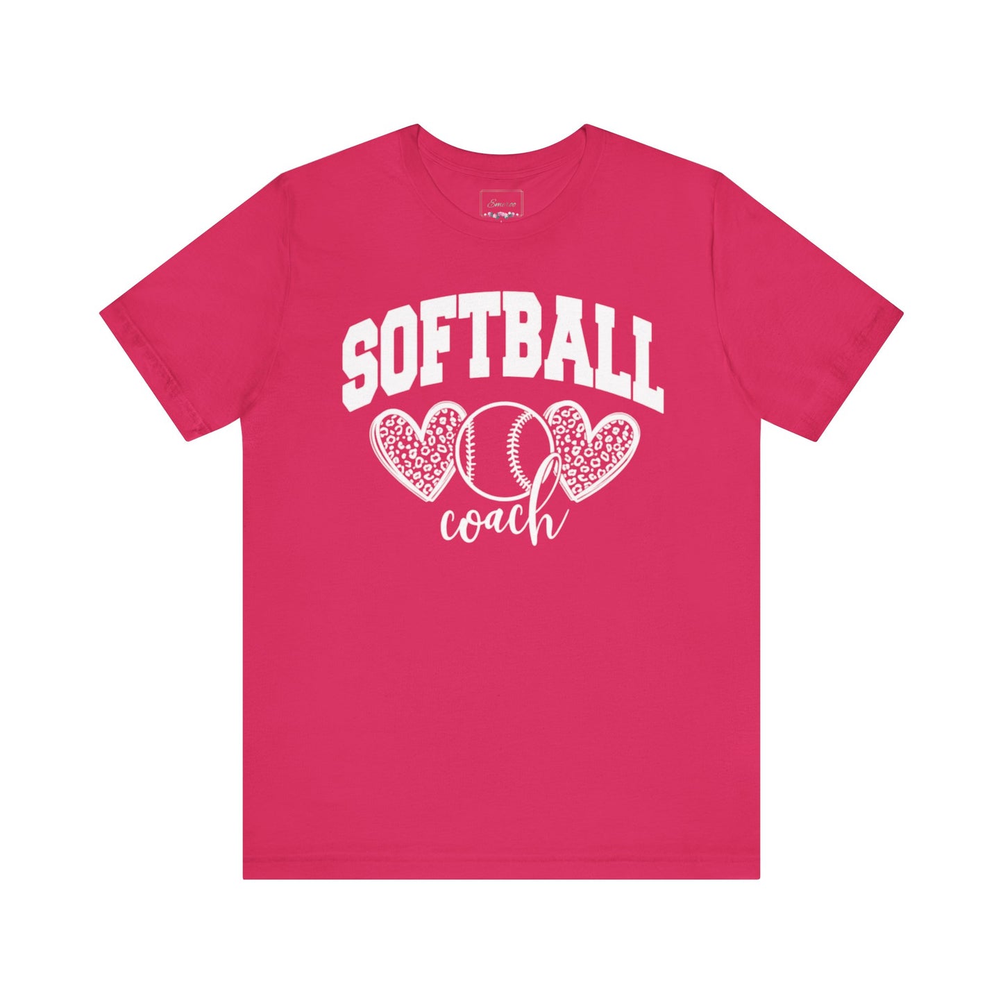 Softball Coach Hearts T Shirt (Light 1)