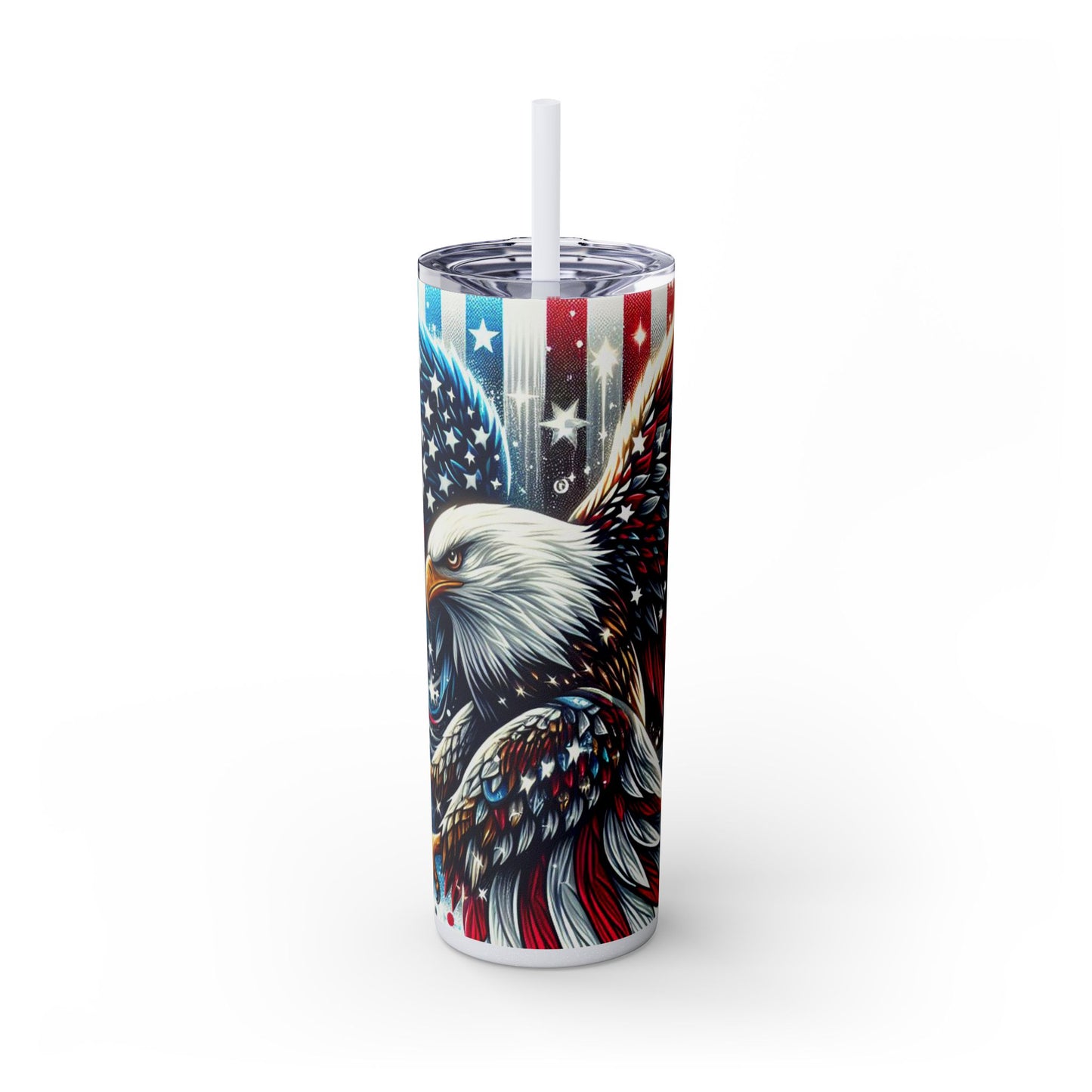 Patriotic Eagle Skinny Tumbler with Straw, 20oz