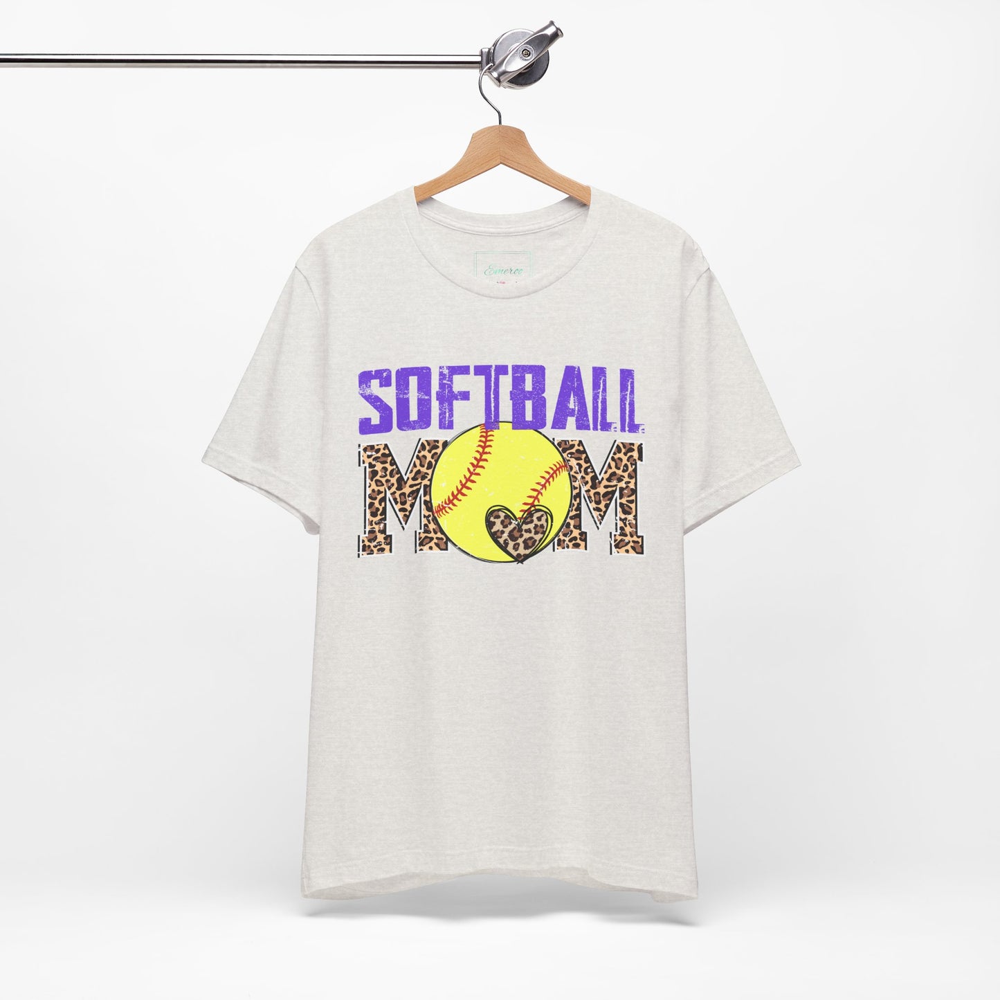 Leopard Softball Mom T Shirt (Light)
