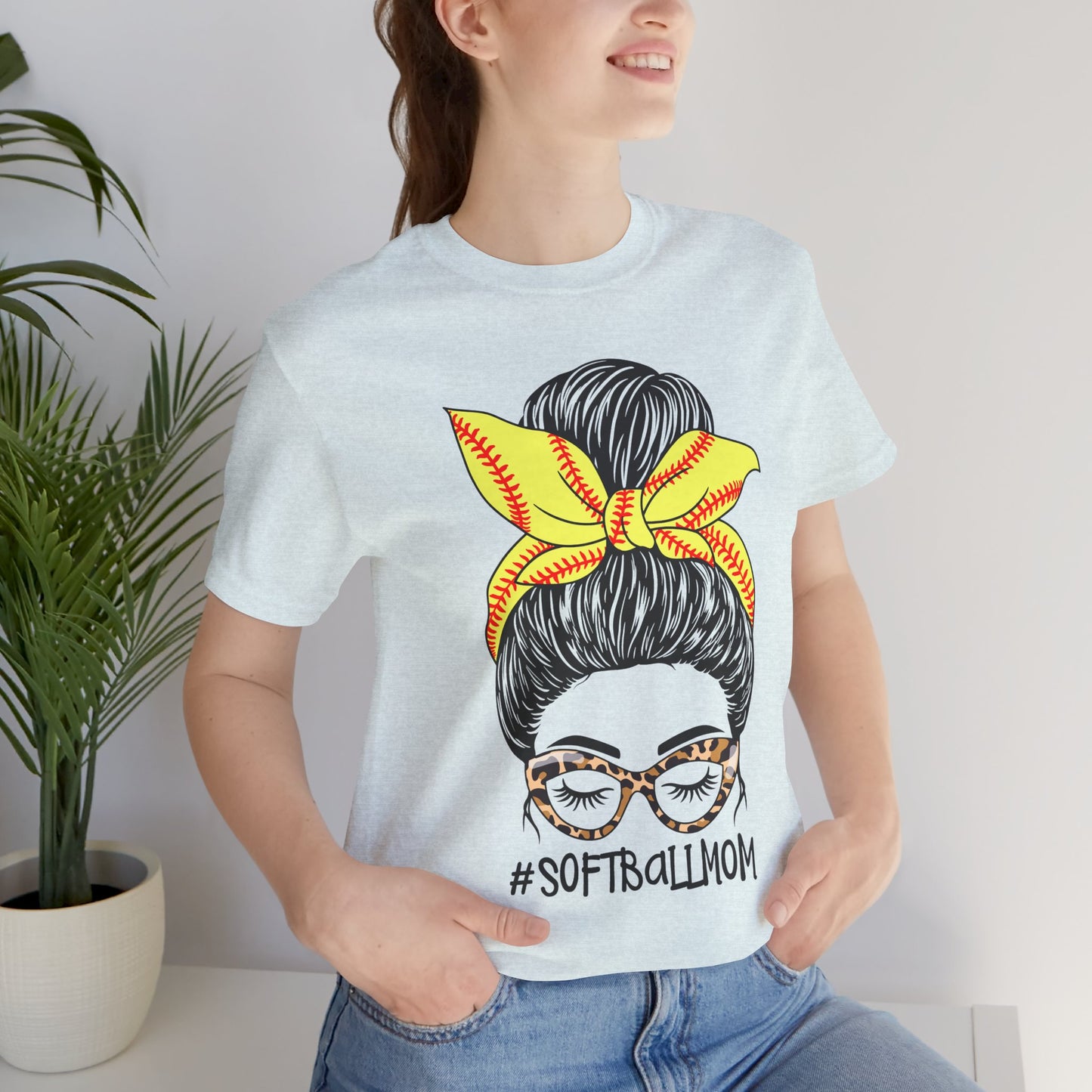 Messy Bun Softball Mom T Shirt (Light)