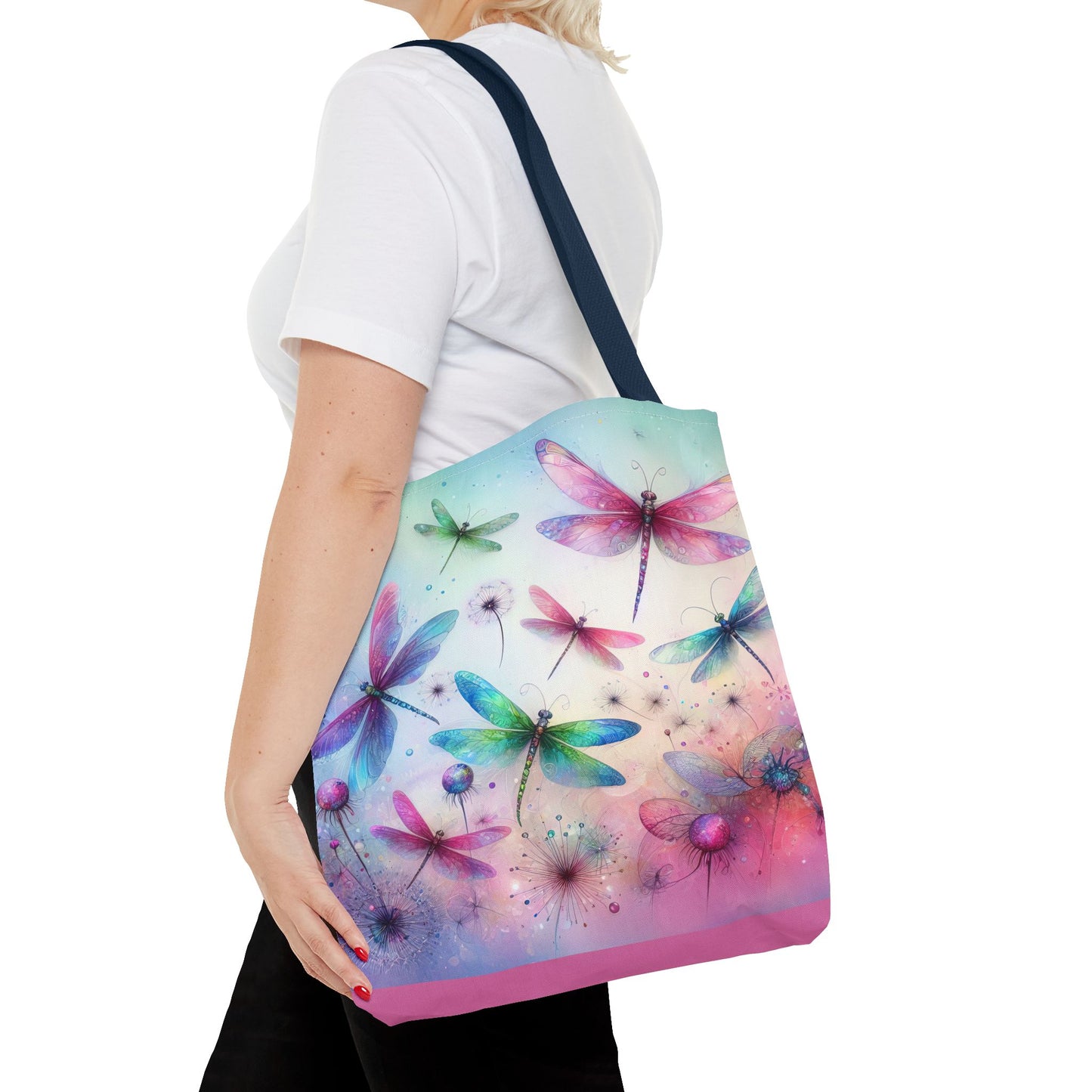 Dragonfly Tote Bag with Pastel Watercolor Design