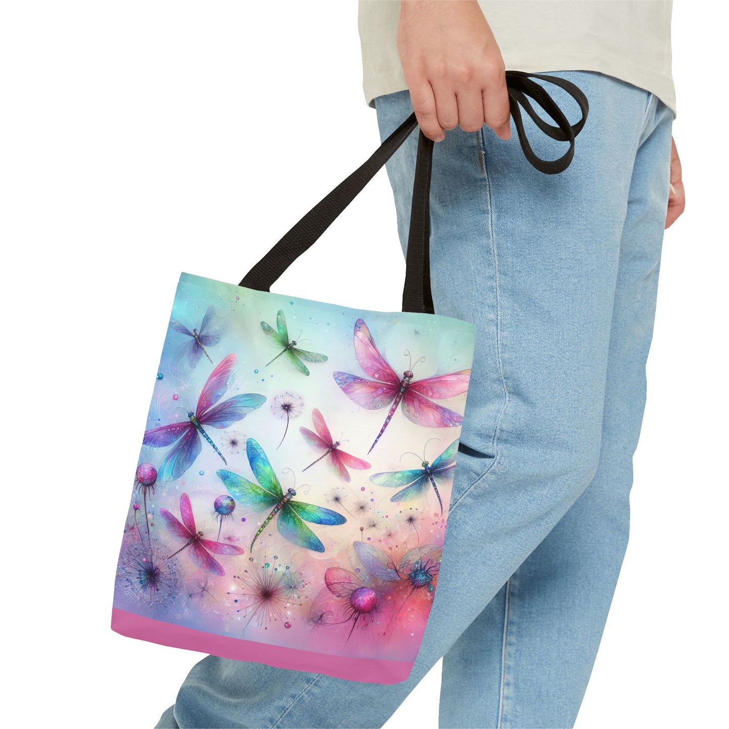 Dragonfly Tote Bag with Pastel Watercolor Design