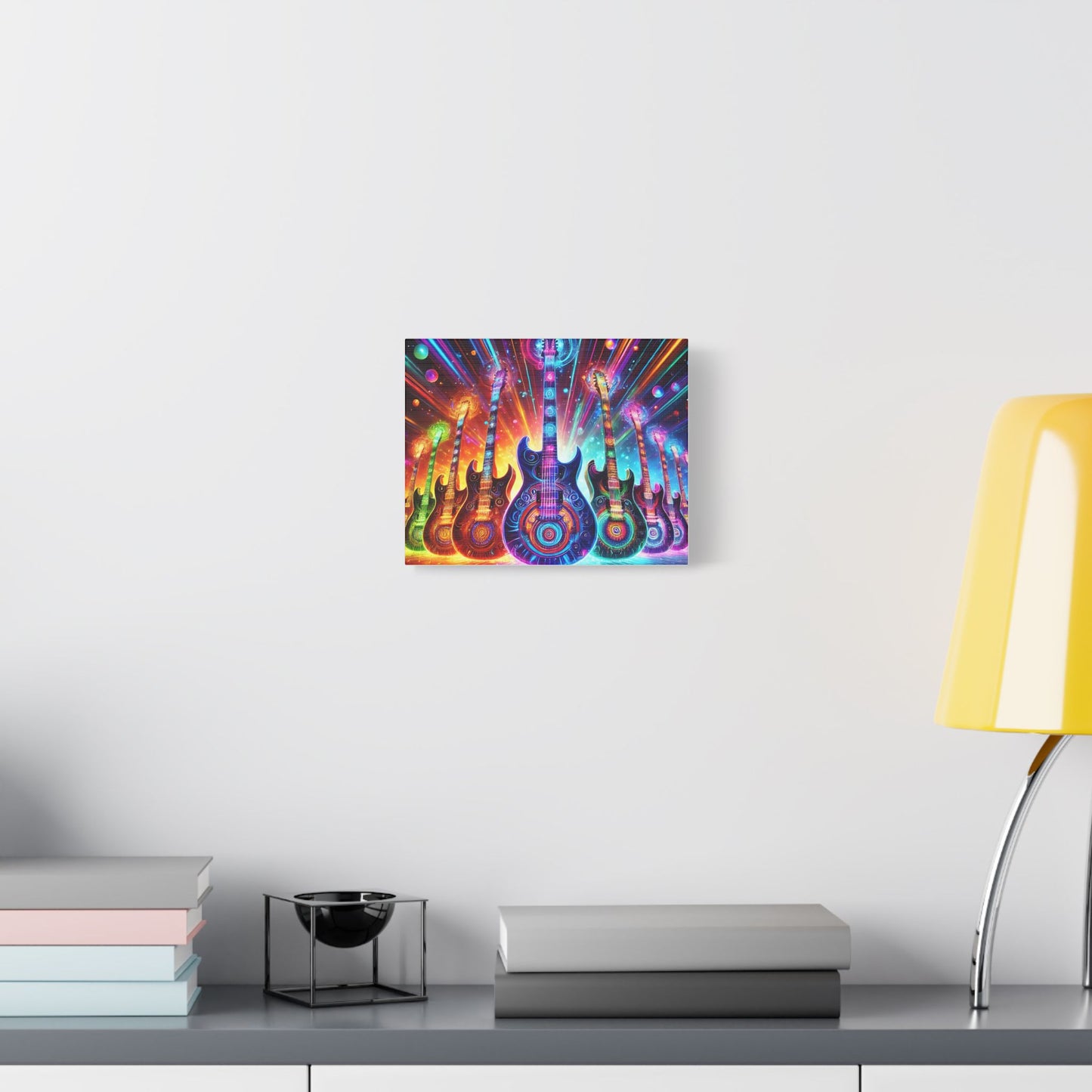 Retro Guitar Satin Canvas, Stretched