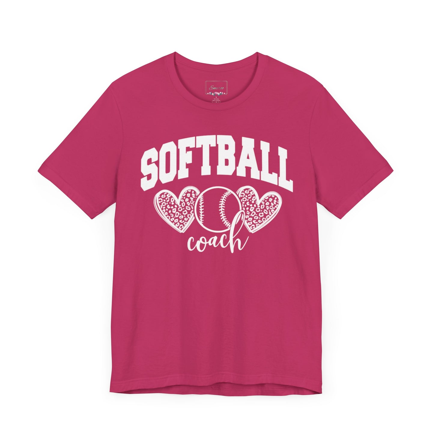 Softball Coach Hearts T Shirt (Light 1)