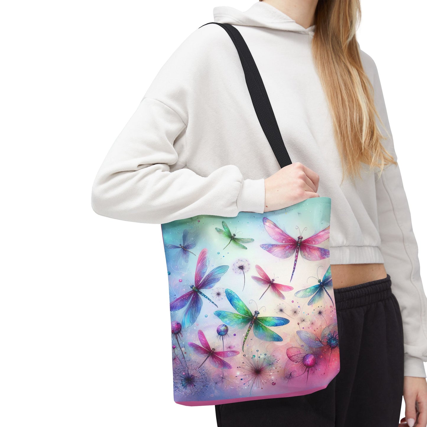 Dragonfly Tote Bag with Pastel Watercolor Design