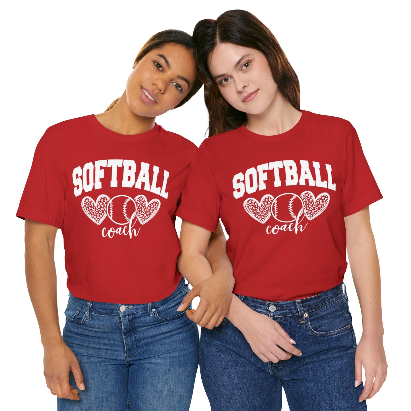 Softball Coach Hearts T Shirt (Dark 1)