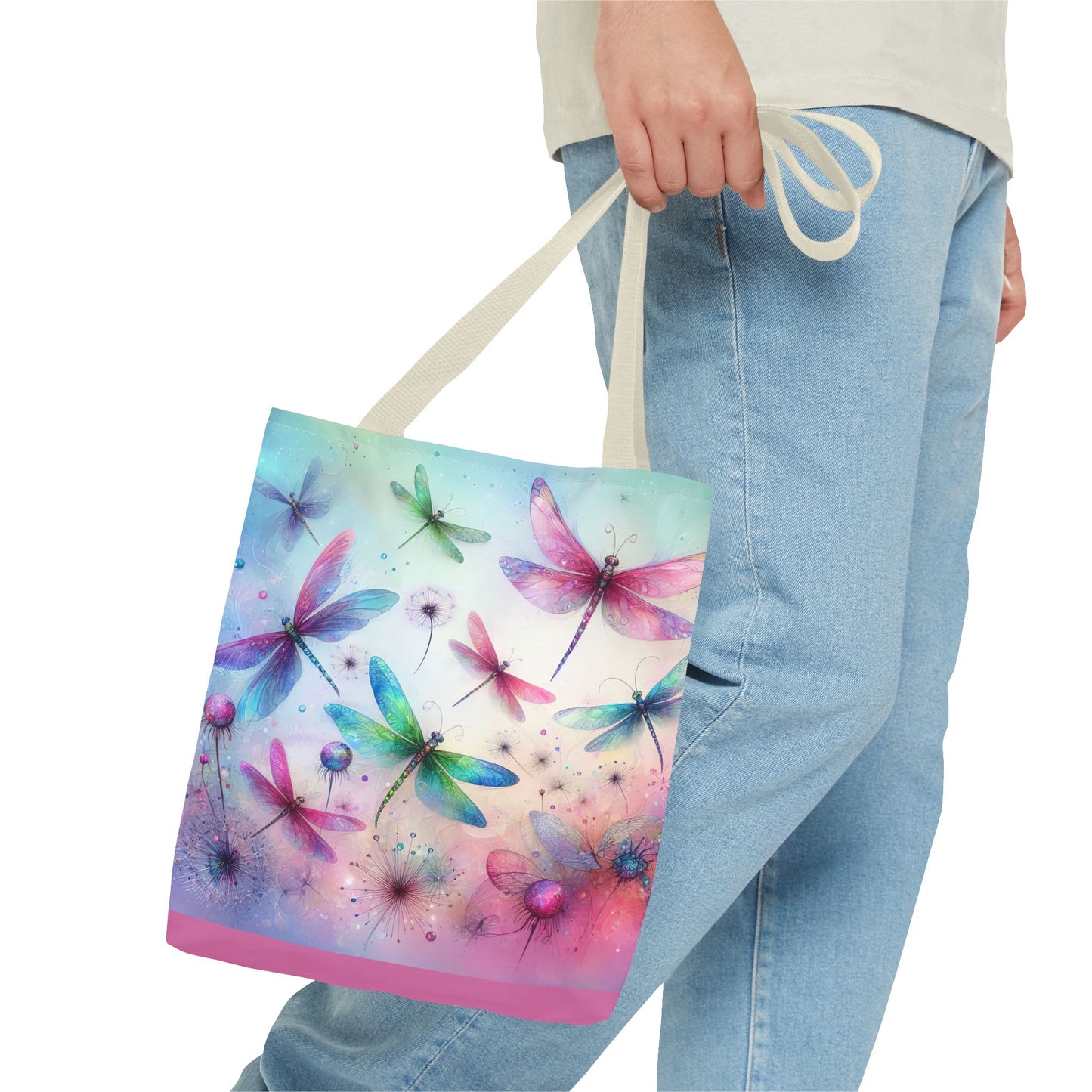 Dragonfly Tote Bag with Pastel Watercolor Design